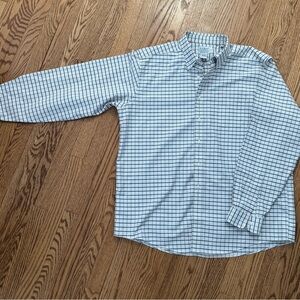 L.L. Bean Men’s White and Blue Checked Button-Down Shirt
